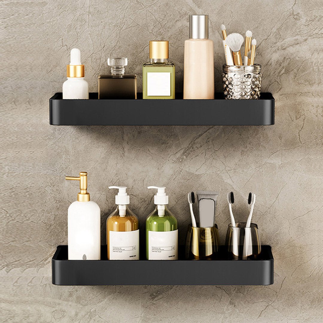 SOGA 2X 30cm Black Wall - Mounted Rectangular Kitchen Spice Storage Organiser Space Saving Condiments Shelf Rack - UrbanNest Co