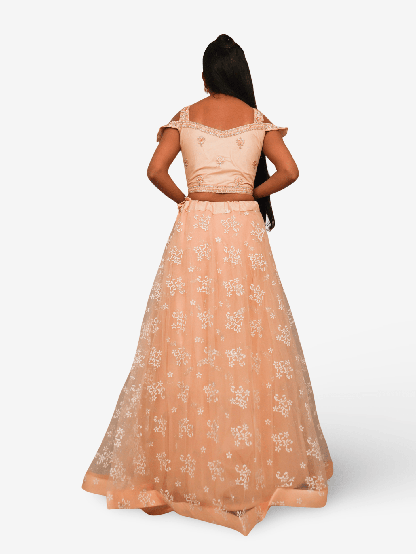 Embroidered Cold Shoulder Lehenga Choli Set - UrbanNest Co