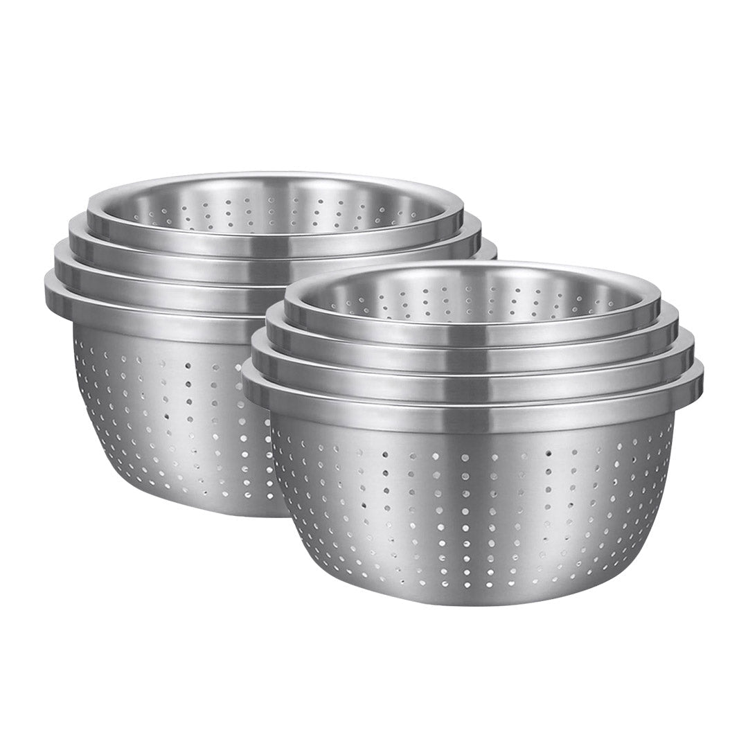 SOGA 2X Stainless Steel Nesting Basin Colander Perforated Kitchen Sink Washing Bowl Metal Basket Strainer Set of 4 - UrbanNest Co