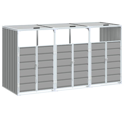 NNEVL Wheelie Bin Storage for Triple Bins Grey 216x81x115 cm Steel - UrbanNest Co