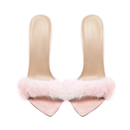 Lightweight Fluffy Pink Heels - UrbanNest Co