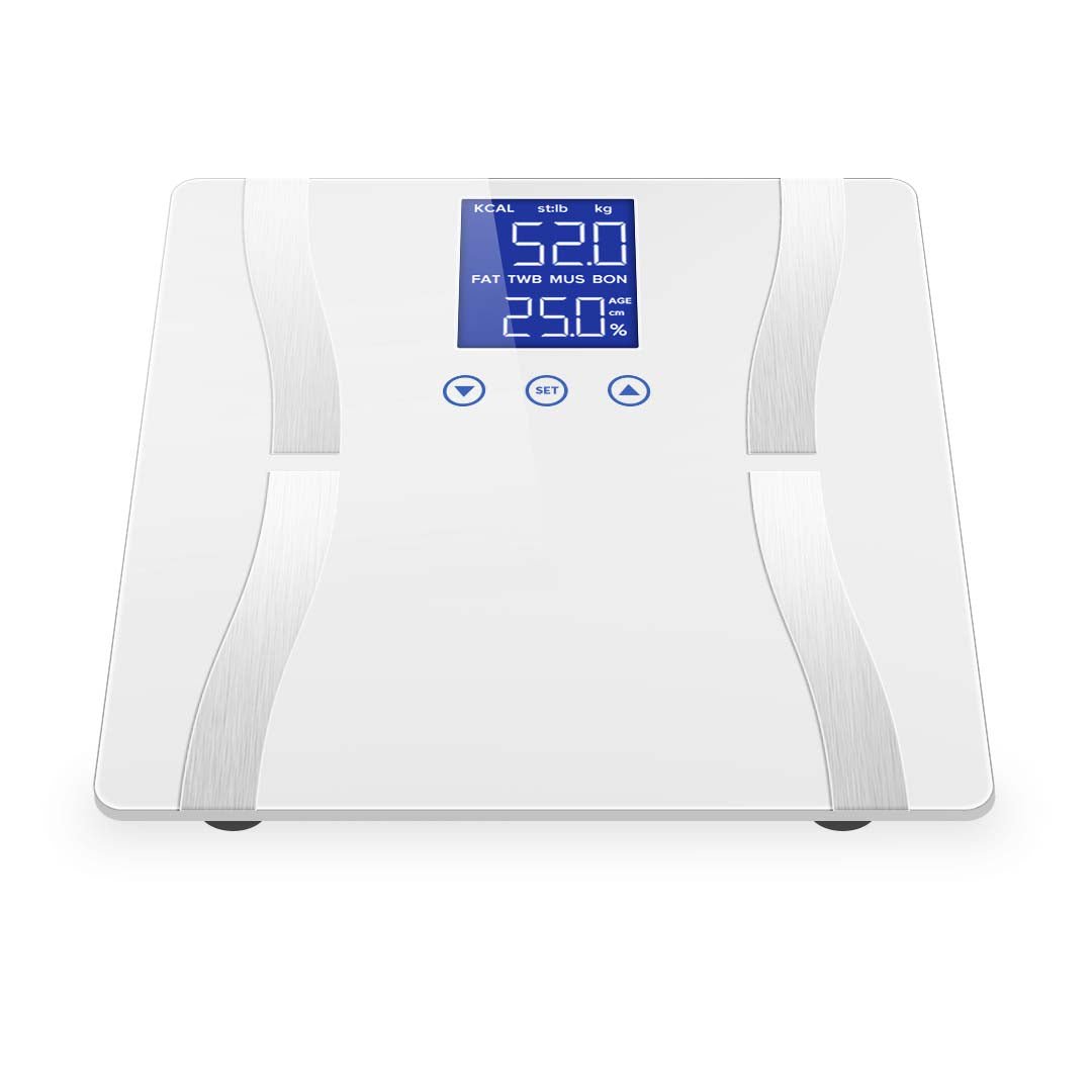 NNEAGS Glass LCD Digital Body Fat Scale Bathroom Electronic Gym Water Weighing Scales White - UrbanNest Co