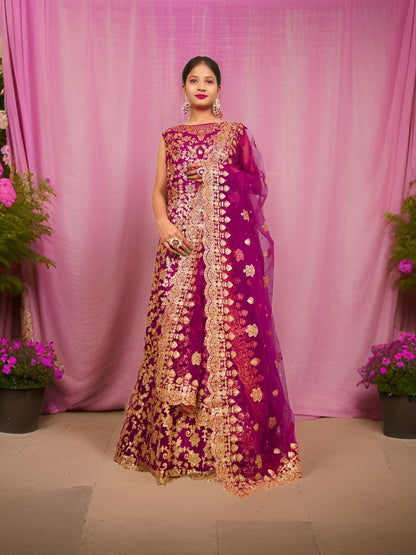 Gown with Shimmery Rubber & Beads Work by Shreekama - UrbanNest Co