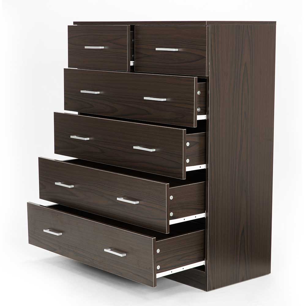 NNEDPE Tallboy Dresser 6 Chest of Drawers Cabinet 85 x 39.5 x 105 - Brown - UrbanNest Co