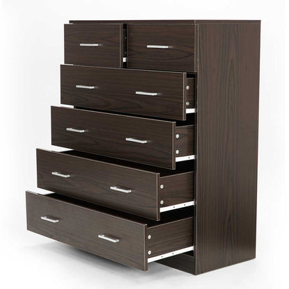 NNEDPE Tallboy Dresser 6 Chest of Drawers Cabinet 85 x 39.5 x 105 - Brown - UrbanNest Co