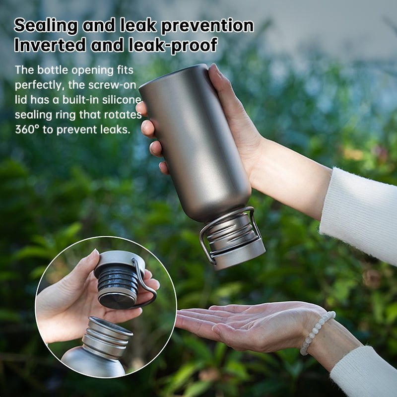 Pure Titanium Water Bottle, Lightweight Single - Wall Wide Mouth for Sports, Camping, Travel - UrbanNest Co