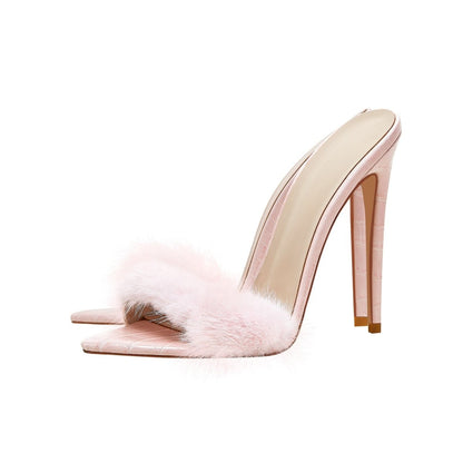 Lightweight Fluffy Pink Heels - UrbanNest Co
