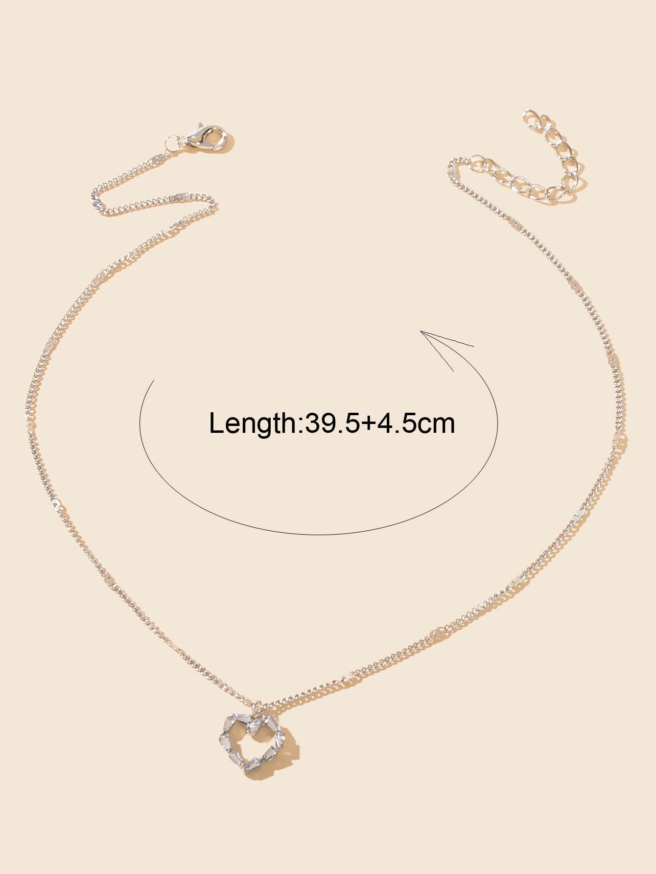 Silver Chain Rhinestone Heart Necklace Delicate Jewelry - UrbanNest Co
