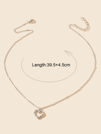 Silver Chain Rhinestone Heart Necklace Delicate Jewelry - UrbanNest Co