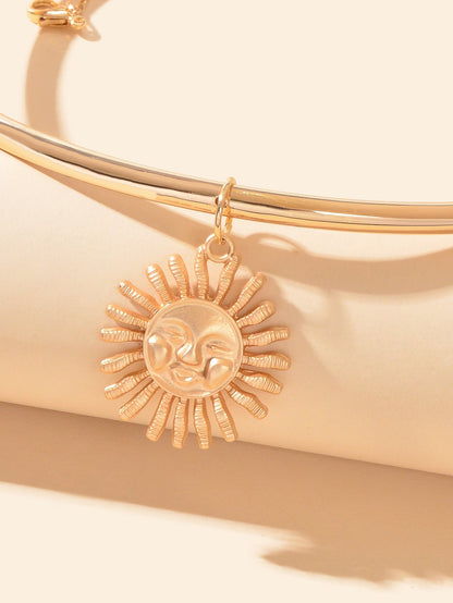 Cool Rock Style Gold Choker Collar Smile Sun Collar Necklace Party Decoration - UrbanNest Co