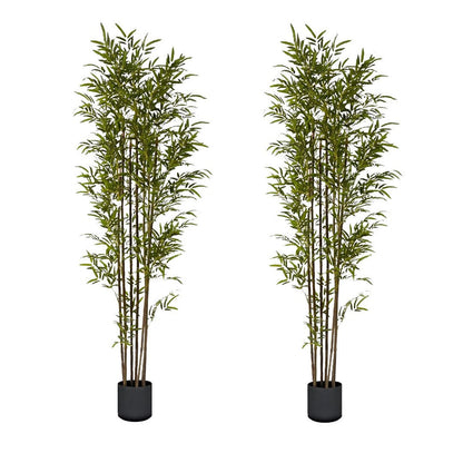 SOGA 2X 210cm Lucky Bamboo Tree Bambusa Vulgaris Artificial Plant w/ 7 Branches Home Accent Decor - UrbanNest Co