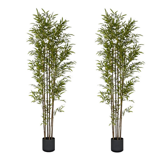 SOGA 2X 210cm Lucky Bamboo Tree Bambusa Vulgaris Artificial Plant w/ 7 Branches Home Accent Decor - UrbanNest Co