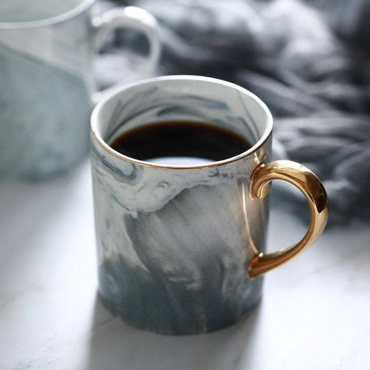 Creative Ceramic Mug With Marble Pattern And Gold Handle - UrbanNest Co