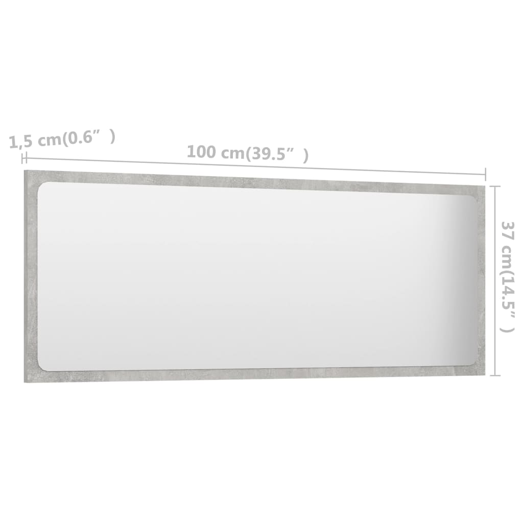 NNEVL Bathroom Mirror Concrete Grey 100x1.5x37 cm Chipboard - UrbanNest Co