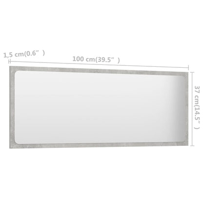 NNEVL Bathroom Mirror Concrete Grey 100x1.5x37 cm Chipboard - UrbanNest Co