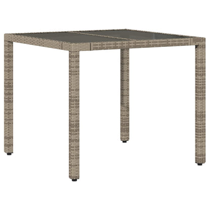 NNEVL Garden Table with Glass Top Grey 90x90x75 cm Poly Rattan - UrbanNest Co