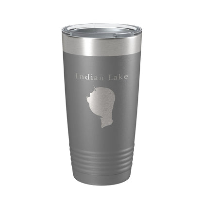 Indian Lake Map Tumbler Travel Mug Insulated Laser Engraved Coffee Cup Silver Creek Township Michigan 20 oz - UrbanNest Co