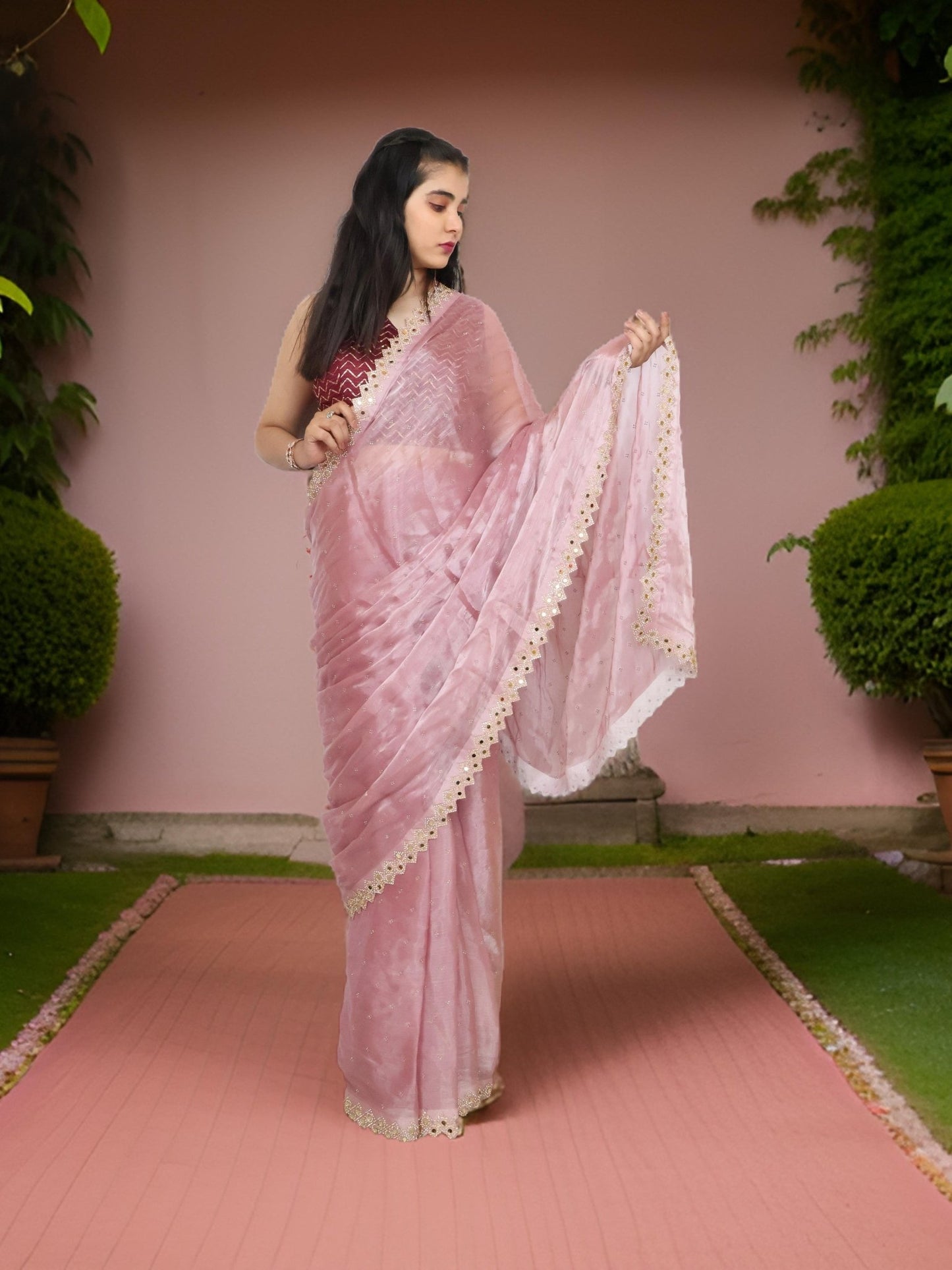 Designer Saree with Heavy Sequin & Stone Work by Shreekama - UrbanNest Co