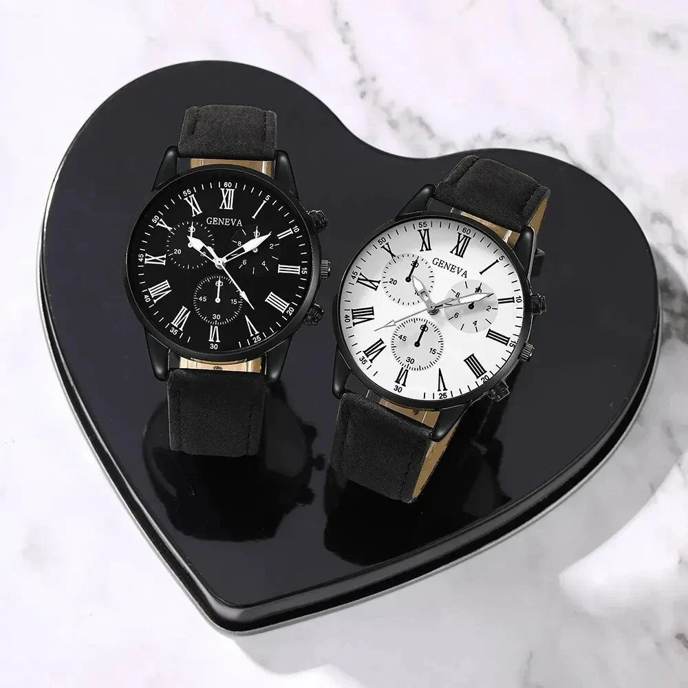 NNEOBA Couple Leather Quartz Watches Set - UrbanNest Co