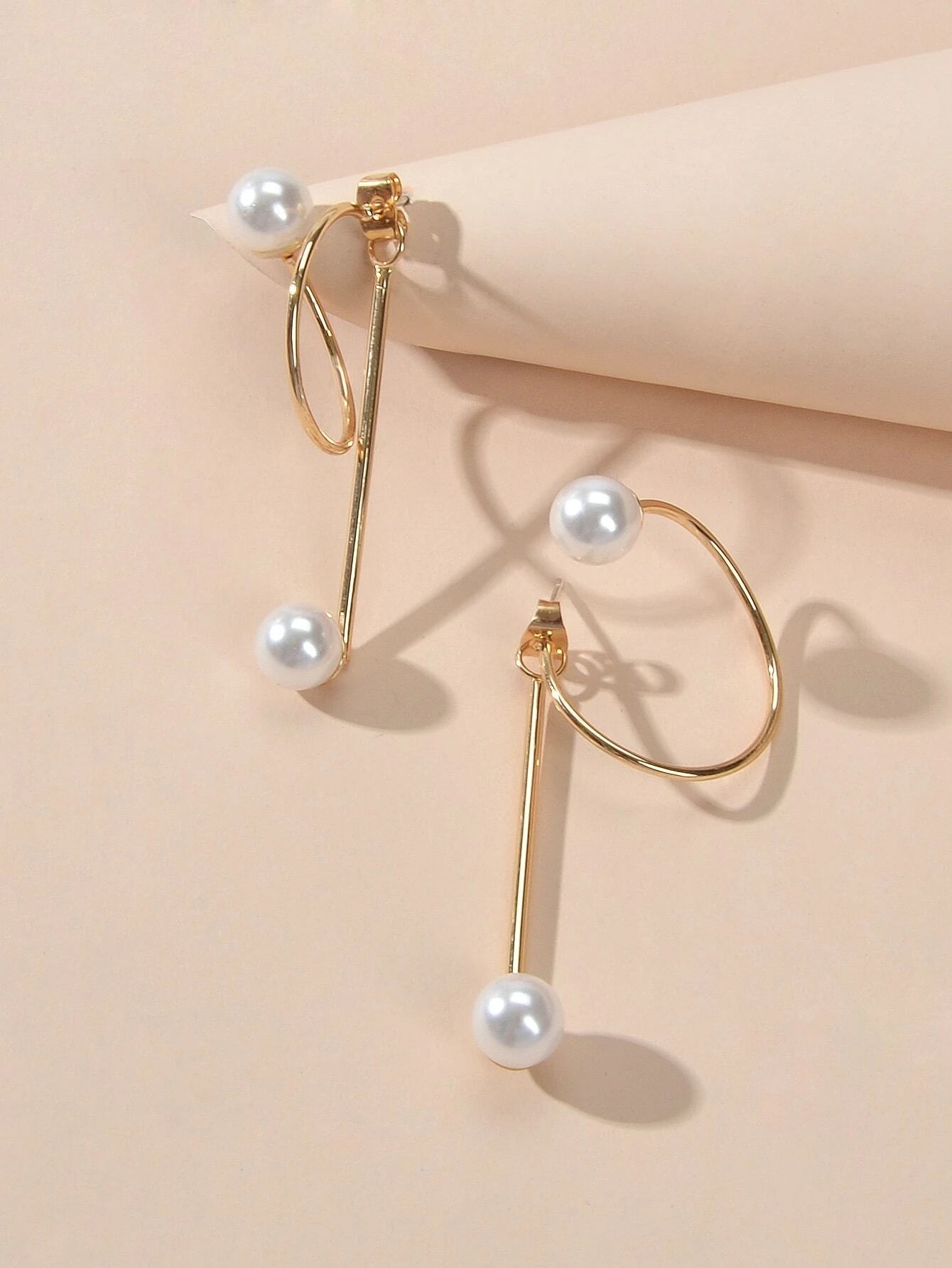 Fashion Jewellery Pearl Gold Circle Stud Curve Stud Earrings Ear Party Teen Gift - UrbanNest Co