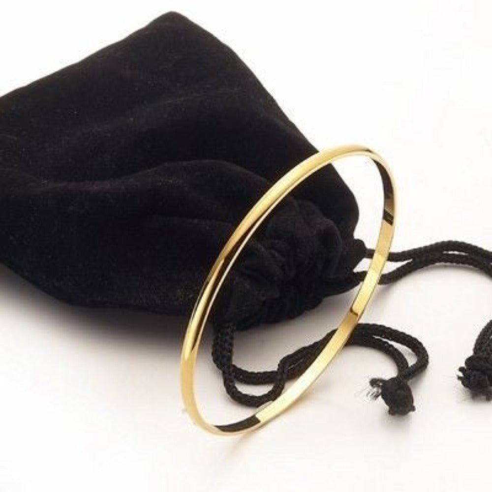 18ct Heavy Yellow Gold Plated Plain 3mm Bangle - USA Made - UrbanNest Co