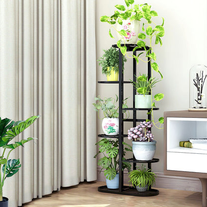 SOGA 8 Tier Black Metal Plant Rack for 9 Pots Home Garden - UrbanNest Co