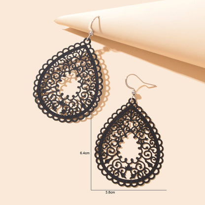 Fashion Hollow Black Green Geometric Water Drop Earrings Party Daily Holiday Jewelry - UrbanNest Co