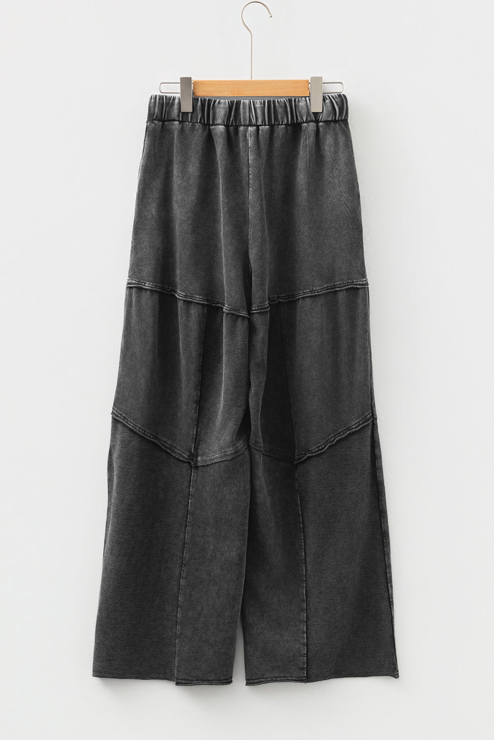 Mineral Wash Patchwork Tiered Wide Leg Pants - UrbanNest Co