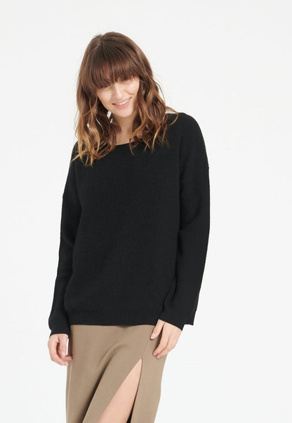 Pull col rond femme en cachemire noir - LILLY 25 - UrbanNest Co
