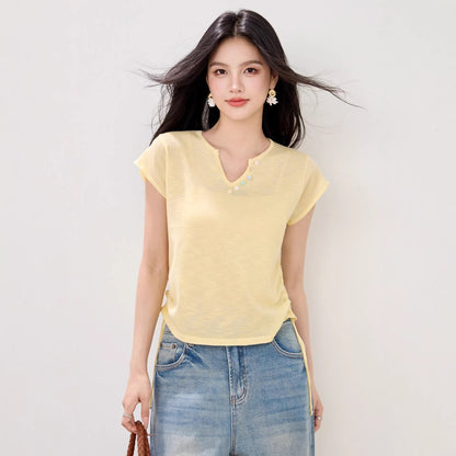 Lightweight drawstring knit sweater for women unique half - open collar top, fashion trend - UrbanNest Co