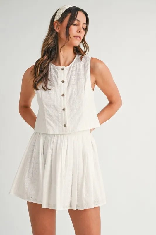 MABLE Eyelet Lace Top and Mini Skirt Set - UrbanNest Co