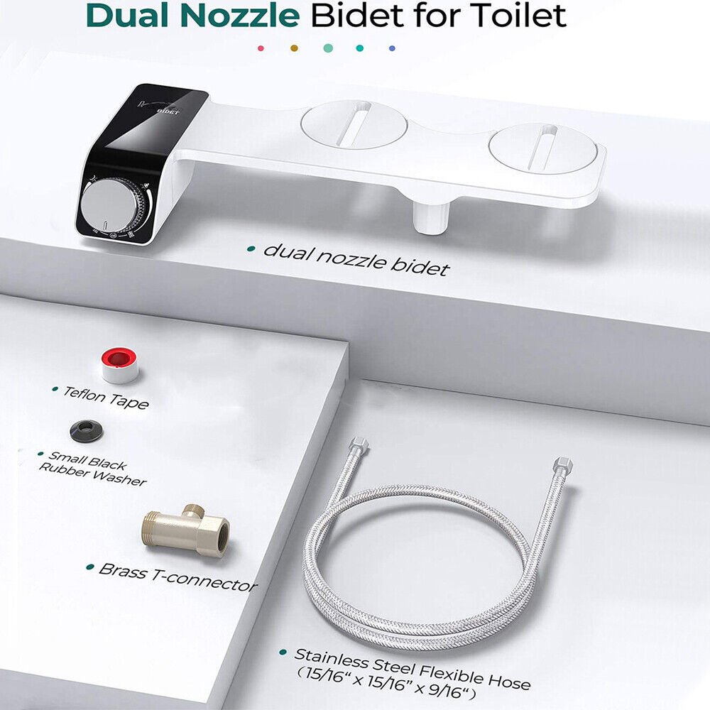 NNEDSZ Toilet Bidet Seat Dual Nozzles Bidet Non Electric Toilet Water Sprayer Bathroom - UrbanNest Co