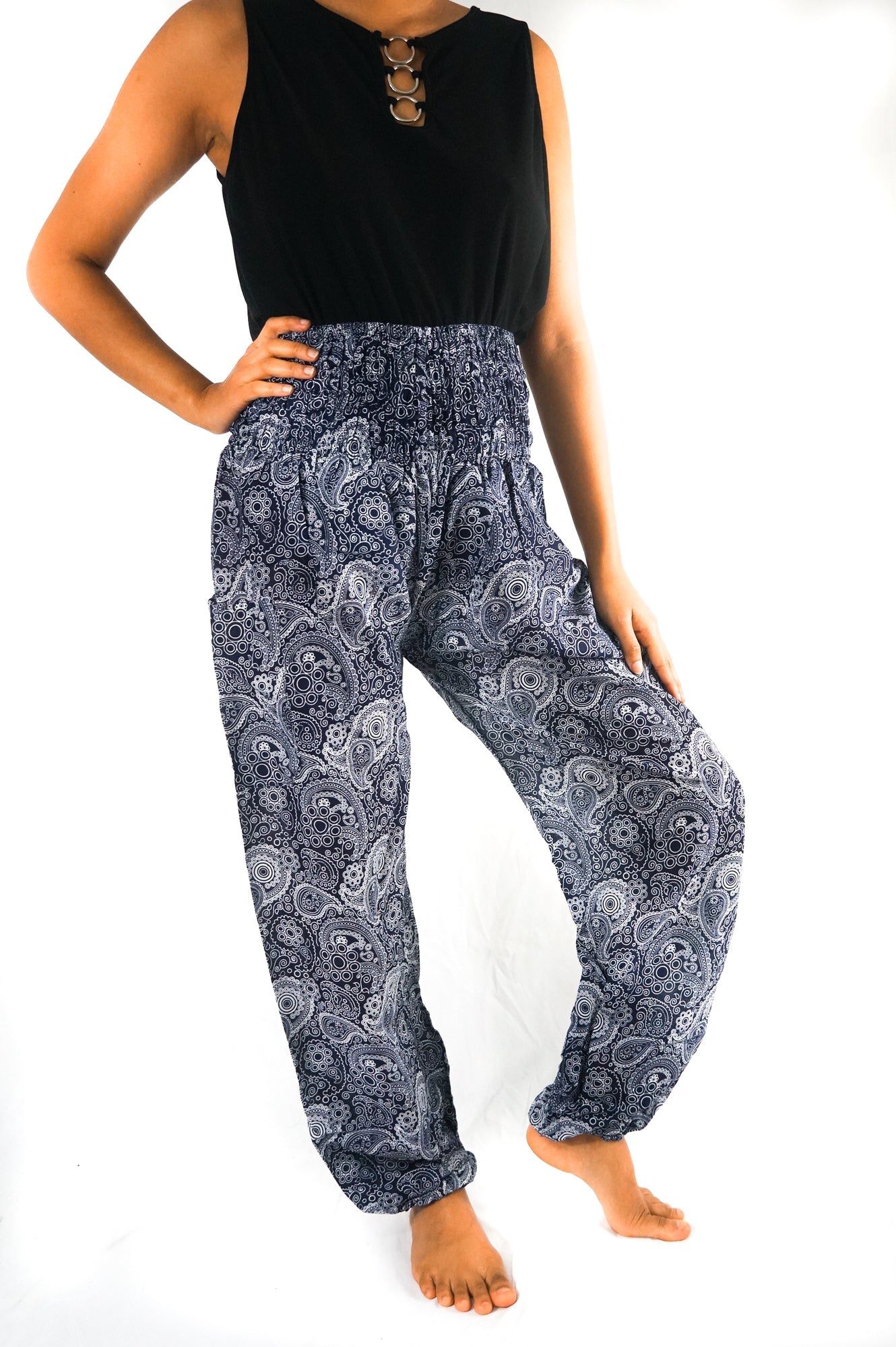 Black Paisley Pants Women Boho Pants Hippie Pants Yoga - UrbanNest Co
