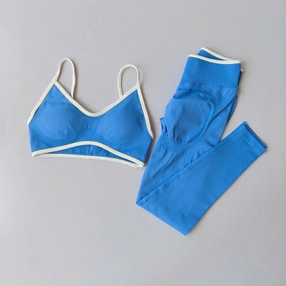 2PCS High Waisted Sports Bra Set with Contrasting Small Suspender - UrbanNest Co