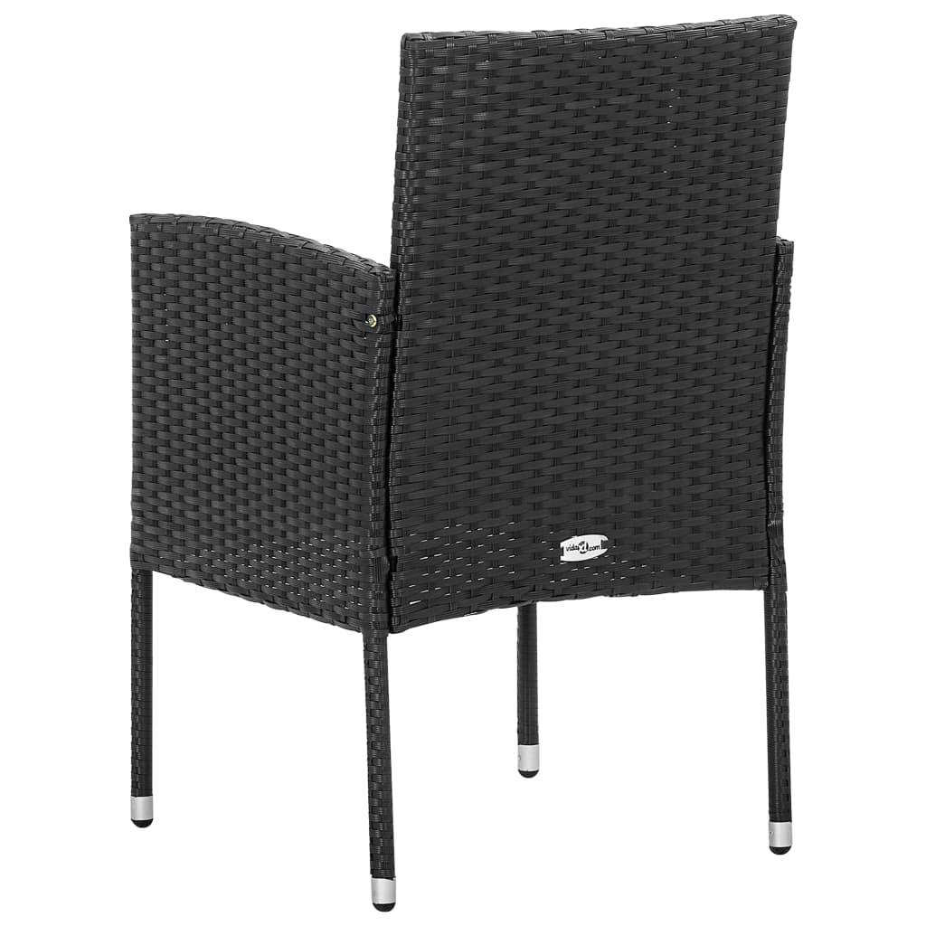 NNEVL Garden Chairs with Black Cushions 4 pcs Black Poly Rattan - UrbanNest Co