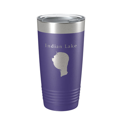 Indian Lake Map Tumbler Travel Mug Insulated Laser Engraved Coffee Cup Silver Creek Township Michigan 20 oz - UrbanNest Co