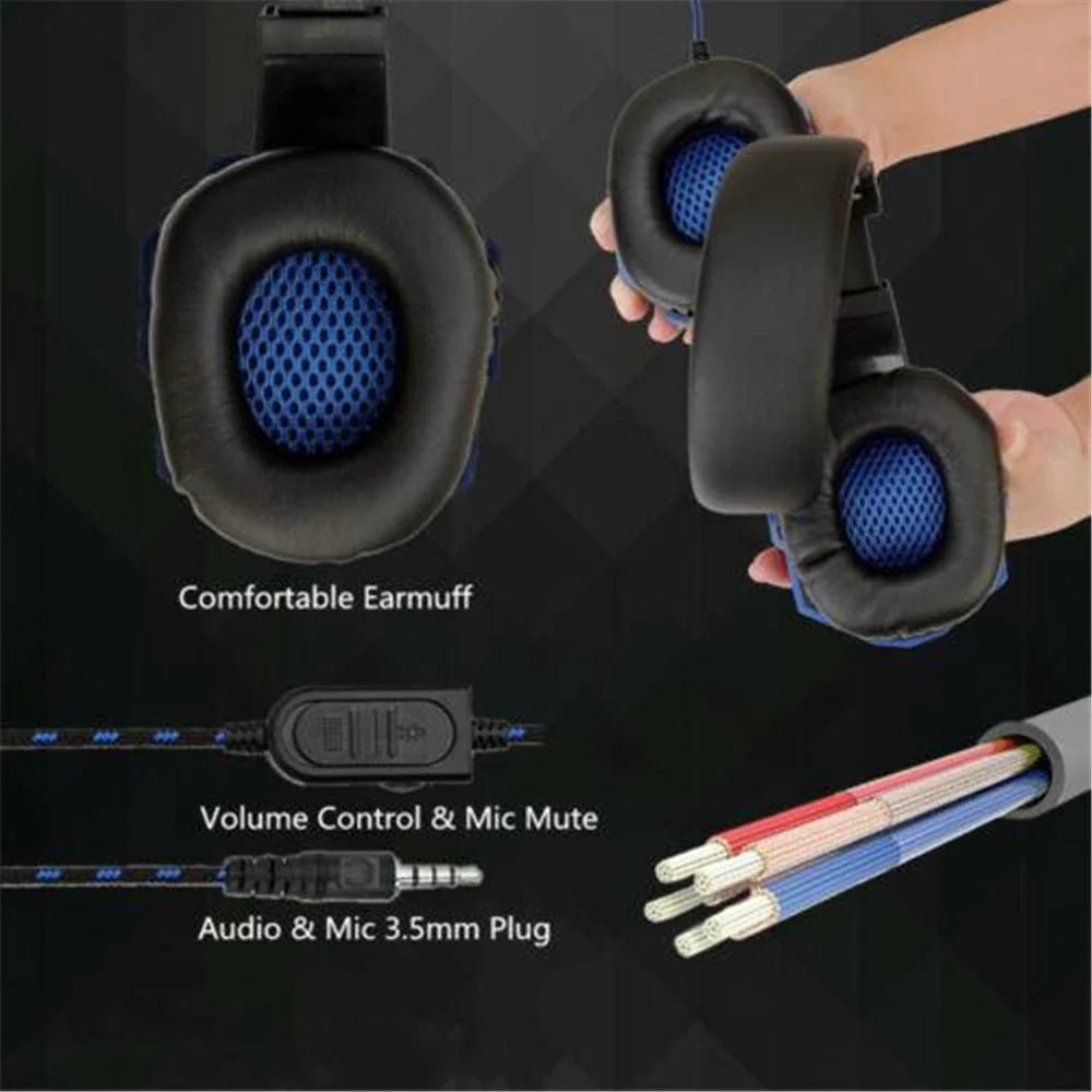 NNEOBA Wired Gaming Headset with Noise Cancelling Microphone(Blue) - UrbanNest Co