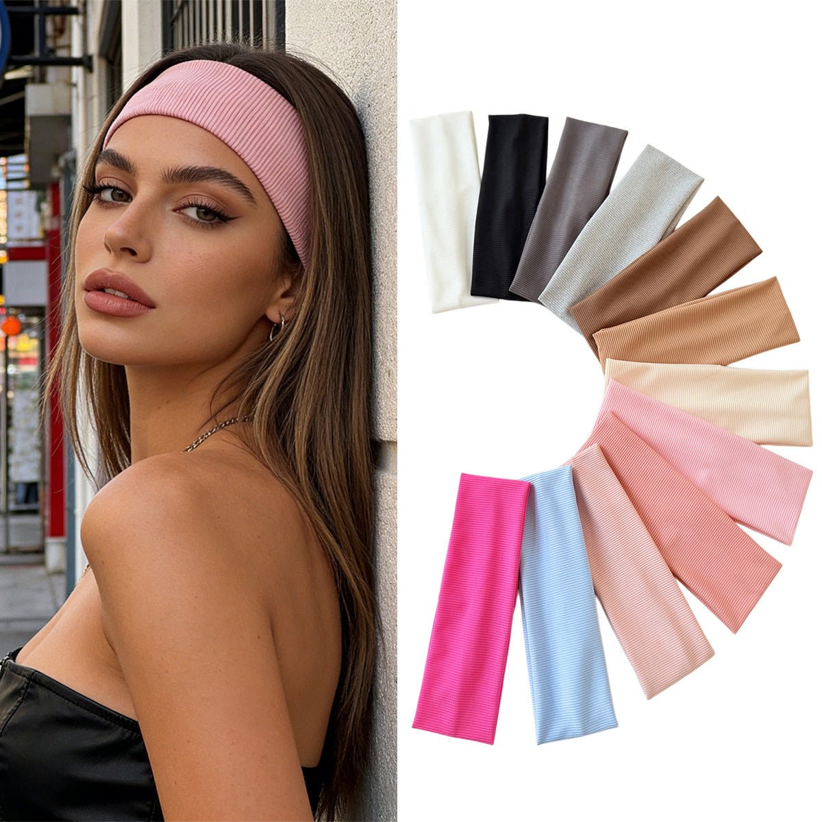 Cotton Elastic Headband Wide Sweat - Absorbent Band, Solid Color, Multi - Functional Headwear - UrbanNest Co