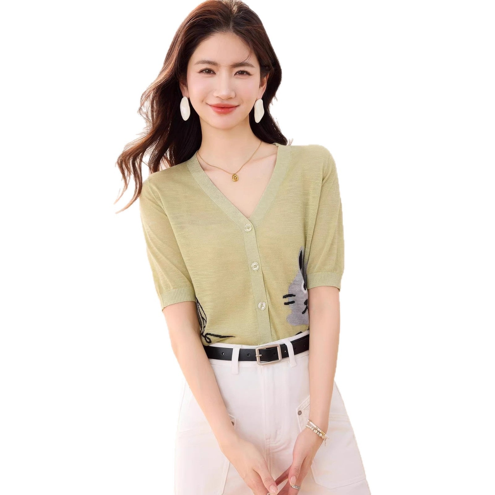 Breathable Short Sleeve T-Shirt for Women, Summer Slim Fit, Slimming Ice Silk Knit Top - UrbanNest Co