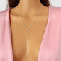 Feelontop Jewellery Silver Chain Rhinestone Fringe Y Necklace Women Accessories - UrbanNest Co