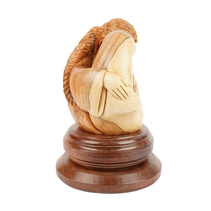 Holy Family in a circle of love – Hand - carved olive wood sculpture from Bethlehem (21 cm) - UrbanNest Co