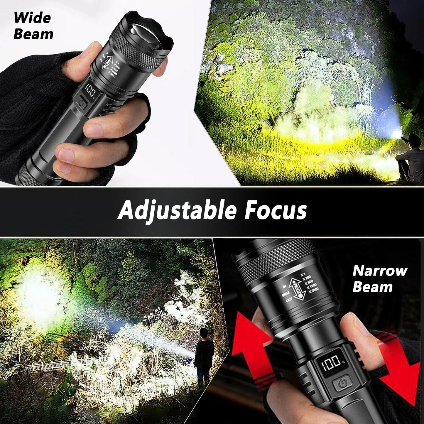 Ultra Bright P50 LED Flashlight Tactical EDC Zoomable Handheld Torch Emergency Spotlight 14500 18650 Battery - UrbanNest Co