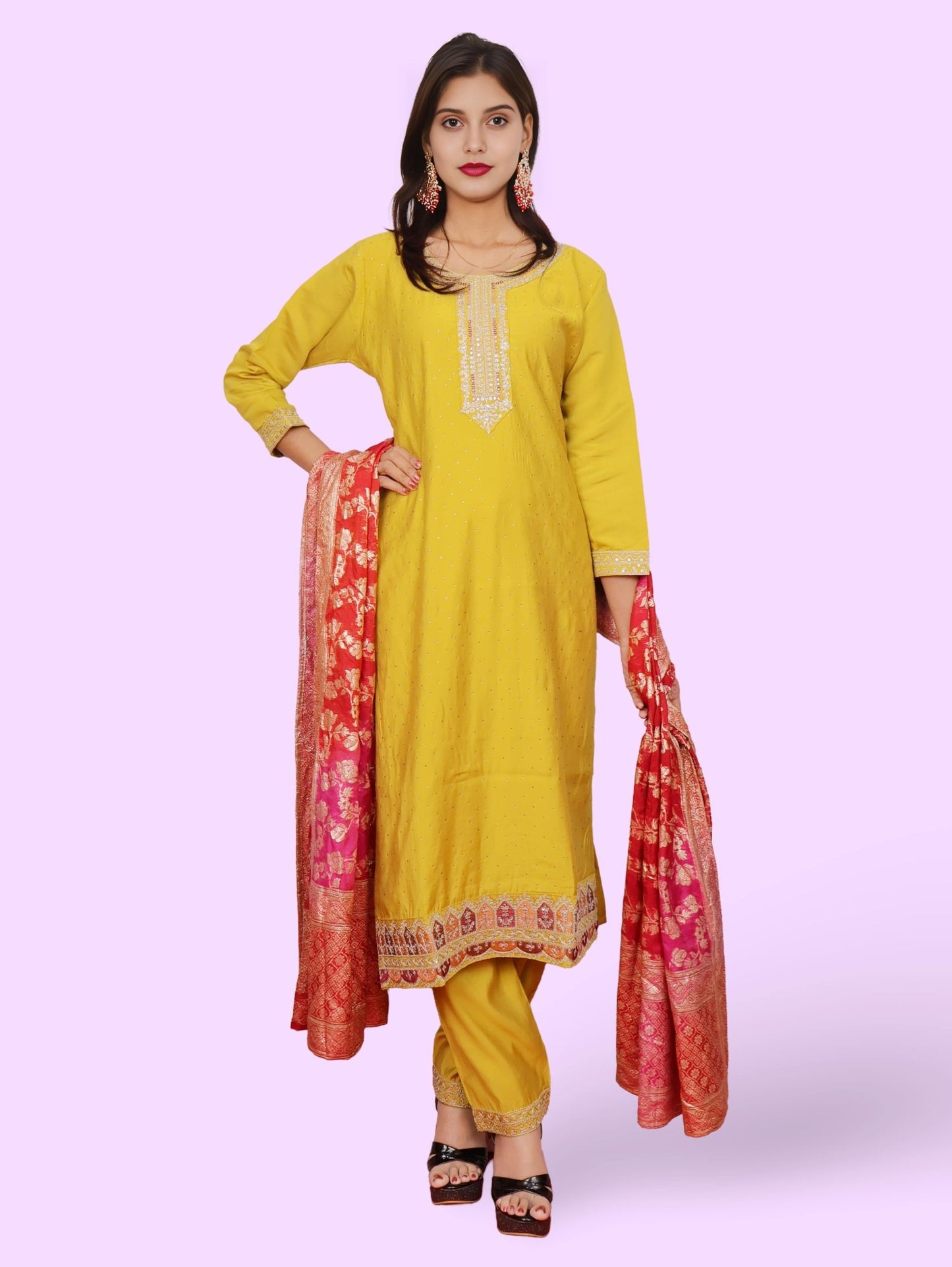 Woman Straight Suit Set with Pant - Dupatta - UrbanNest Co