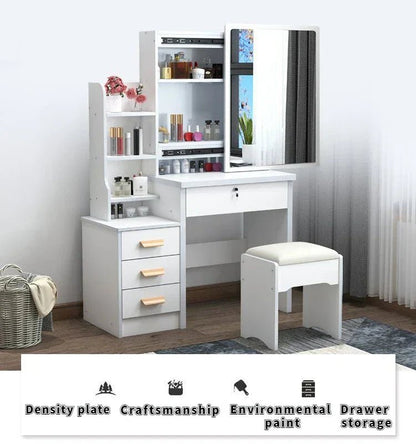 NNEOBA Elegance in Simplicity: White Dressing Table Set with Sliding Mirror & Ample Storage - UrbanNest Co