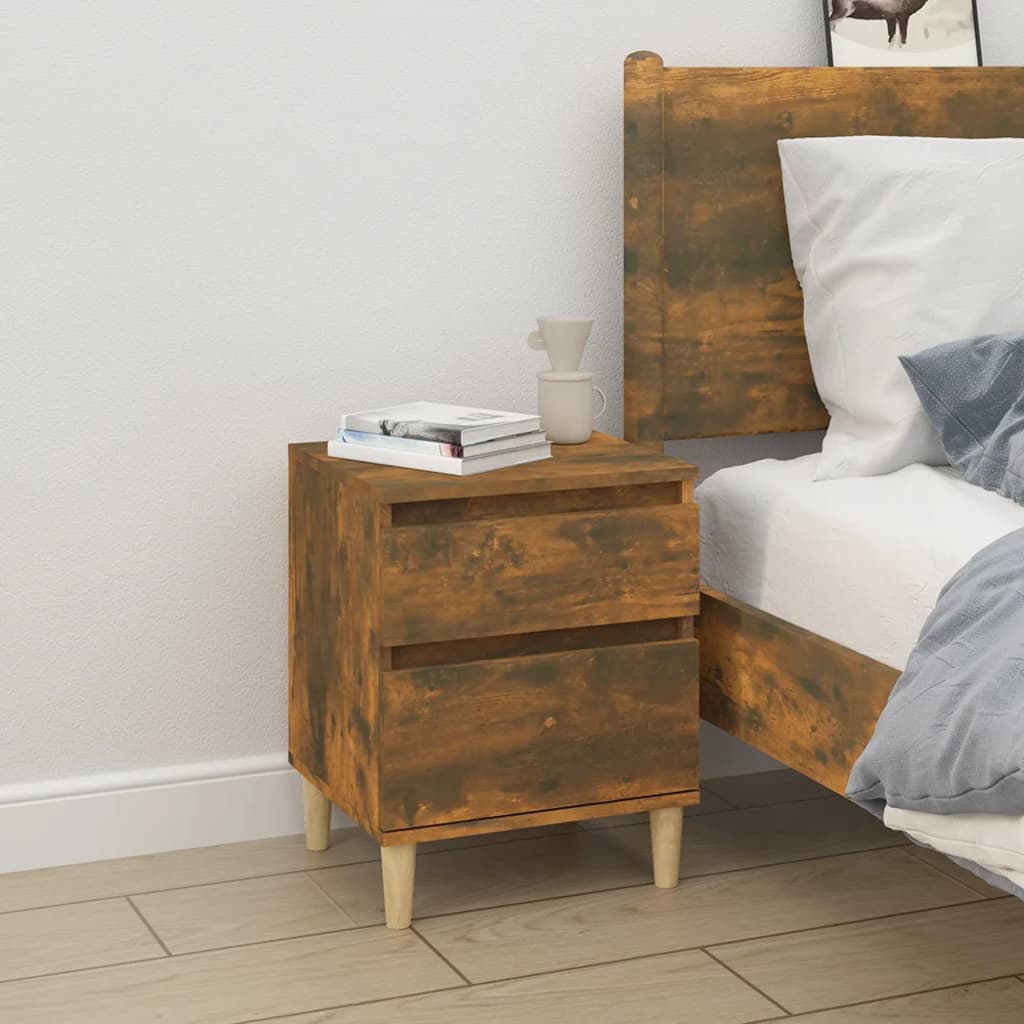 NNEVL Bedside Cabinets 2 pcs Smoked Oak 40x35x50 cm - UrbanNest Co