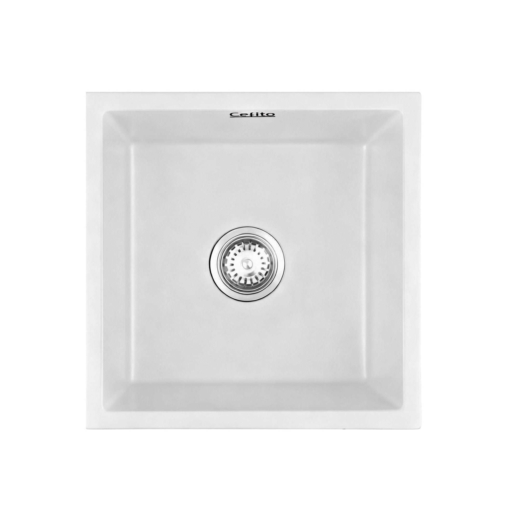 Cefito Kitchen Sink 45x45cm Granite Stone Sink Single Bowl White - UrbanNest Co