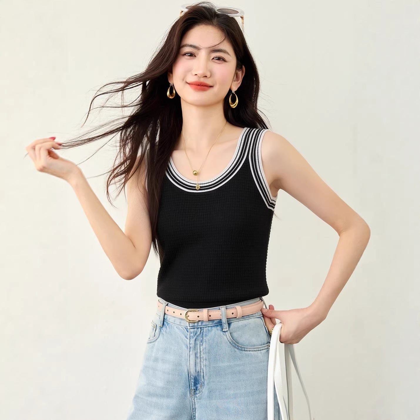 Chic Color - blocked Acetate Strapless Top for Women Summer Wear Ice Silk Knit Sleeveless Crop Top - UrbanNest Co