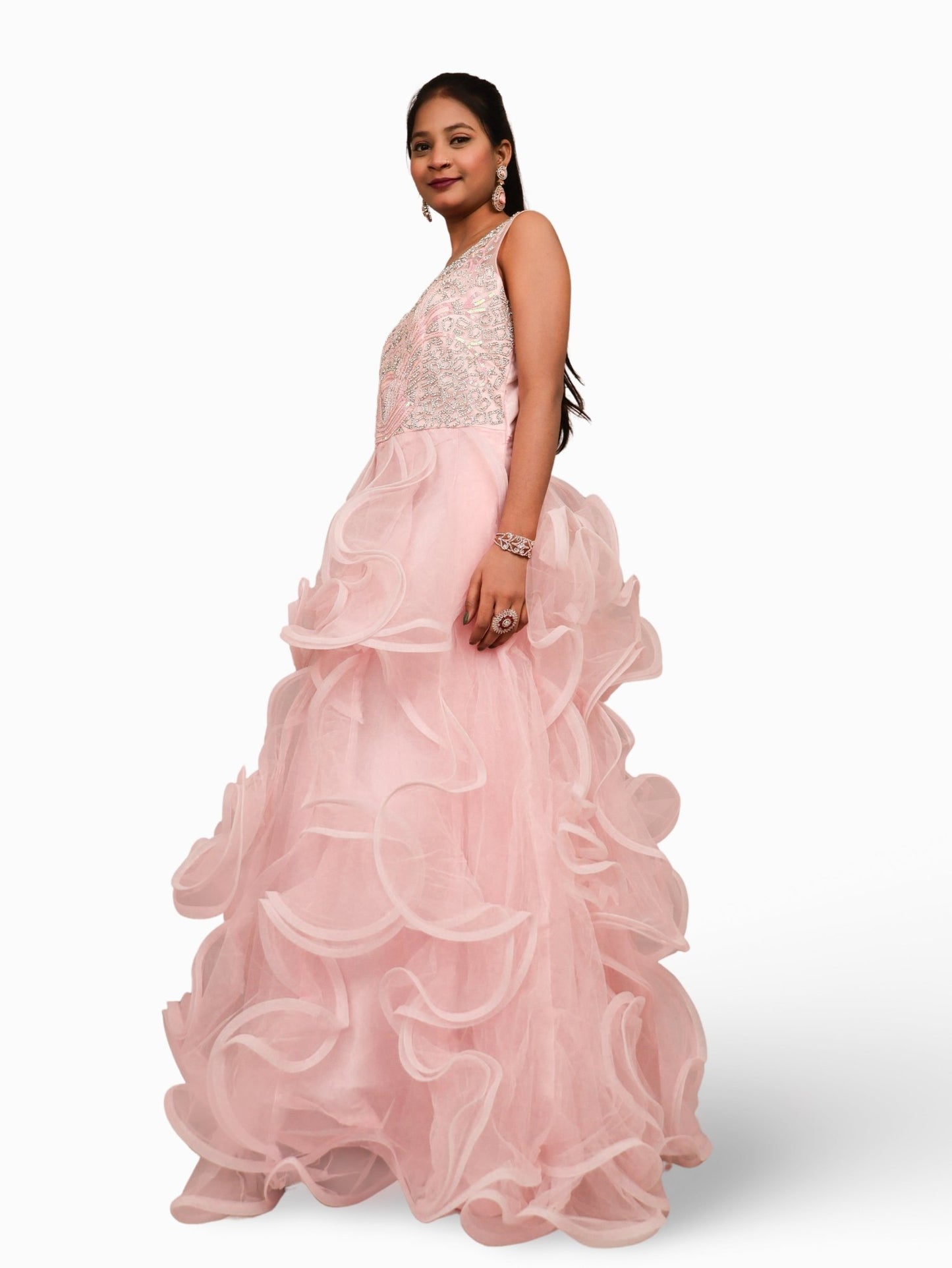 Net Fabric Gown with Stone & Sequin by Shreekama - UrbanNest Co