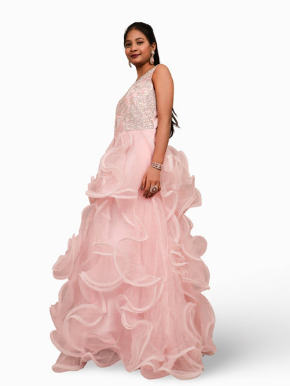 Net Fabric Gown with Stone & Sequin by Shreekama - UrbanNest Co