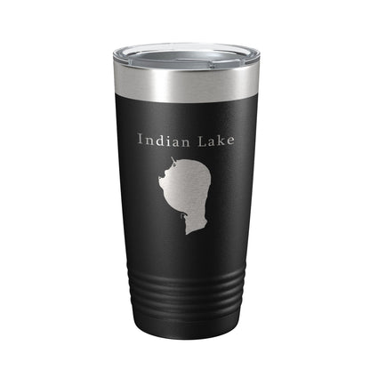 Indian Lake Map Tumbler Travel Mug Insulated Laser Engraved Coffee Cup Silver Creek Township Michigan 20 oz - UrbanNest Co